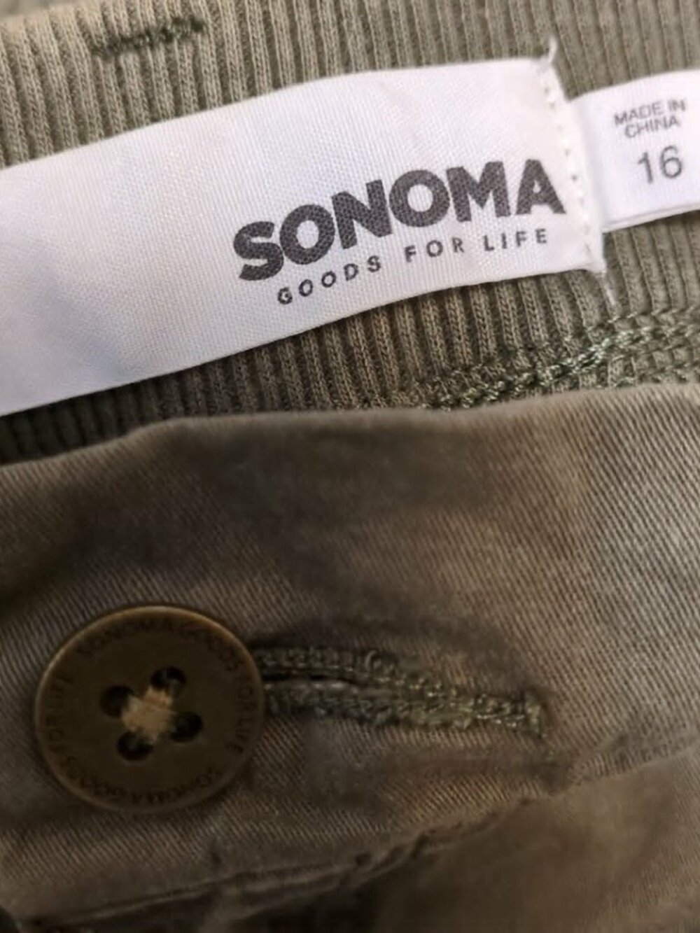 Sonoma Sz 16 Hiking Shorts Utility Cargo Army Olive Green Stretch Waist Woodsy - Picture 4 of 6